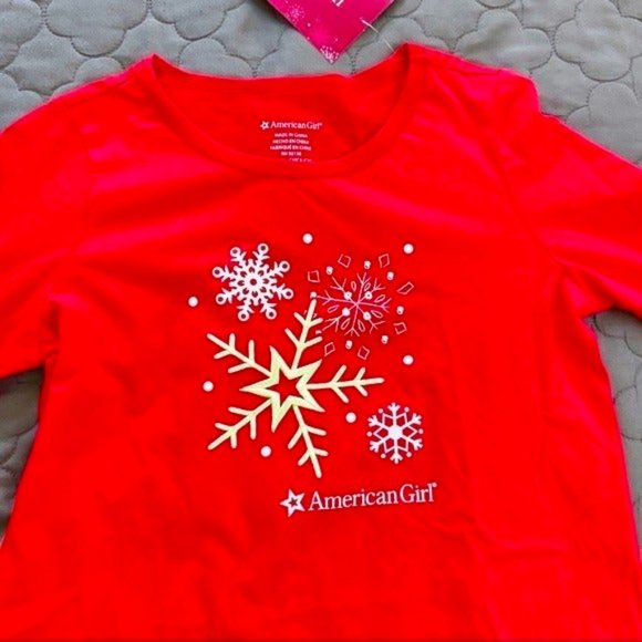 SOLD American Girl NWT Womens Red Holiday Pajama Top - Picture 4 of 10